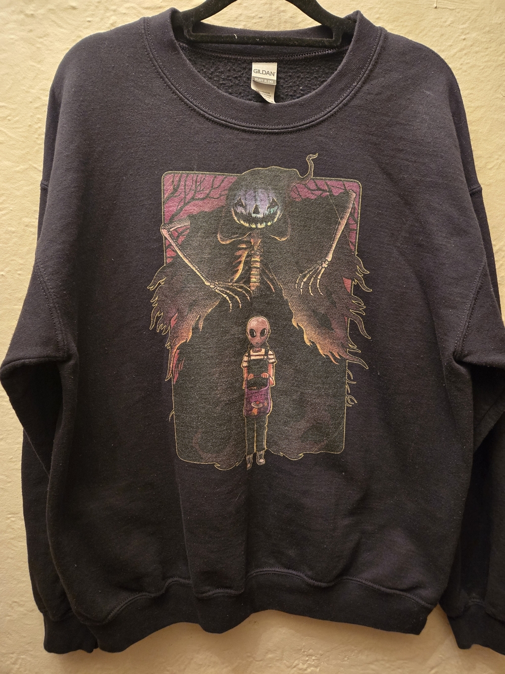 Goth Horror Graphic Sweatshirt Skeleton Grim Reaper Alien Crewneck